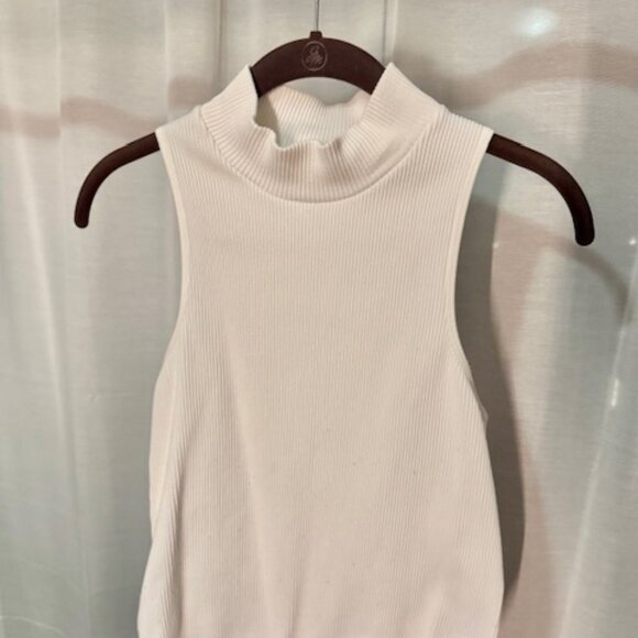 White Ribbed Mock Neck Bodysuit - Picture 1 of 2
